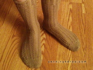 First Loom Socks in Moss Rib Stitch (loom knitting)